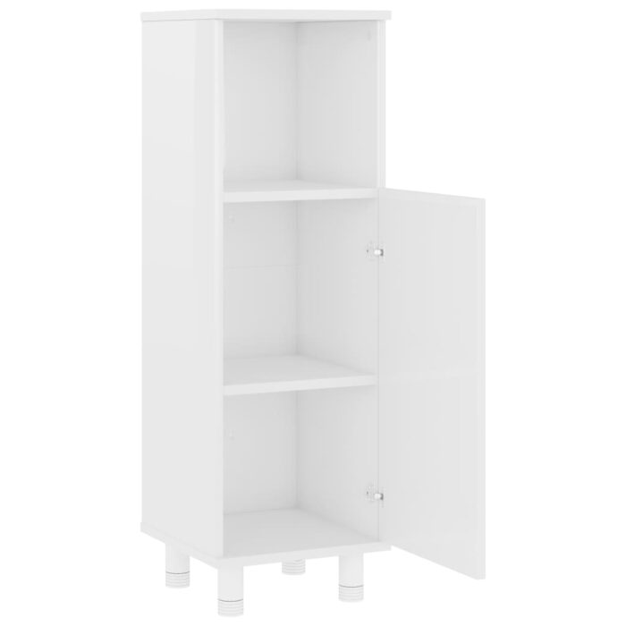Armoire de salle de bain Blanc brillant Bois d’ingénierie – Image 4