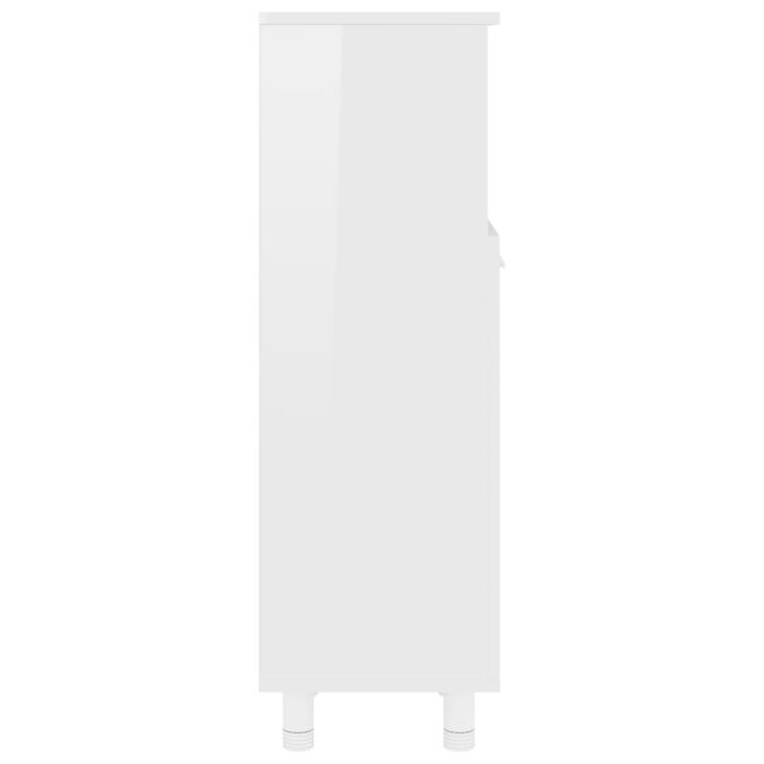 Armoire de salle de bain Blanc brillant Bois d’ingénierie – Image 6