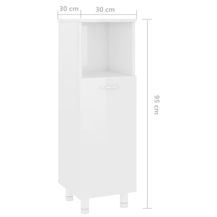 Armoire de salle de bain Blanc brillant Bois d’ingénierie – Image 7