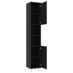 Armoire de salle de bain Noir 30x30x179 cm Bois d'ingénierie – Image 4
