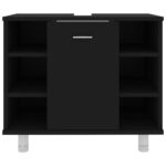 Armoire de salle de bain Noir 60x32x53,5 cm Bois d'ingénierie – Image 4