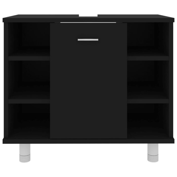 Armoire de salle de bain Noir 60x32x53,5 cm Bois d'ingénierie – Image 4