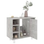 Armoire de salle de bain Gris béton Bois d’ingénierie – Image 2