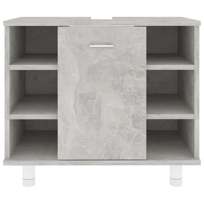 Armoire de salle de bain Gris béton Bois d’ingénierie – Image 4