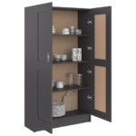 Bibliothèque Noir 82,5x30,5x150 cm Bois d’ingénierie – Image 2