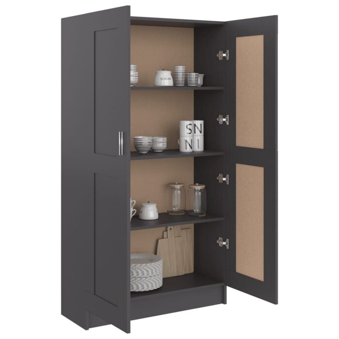 Bibliothèque Noir 82,5x30,5x150 cm Bois d’ingénierie – Image 2
