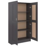 Bibliothèque Noir 82,5x30,5x150 cm Bois d’ingénierie – Image 3