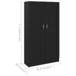 Bibliothèque Noir 82,5x30,5x150 cm Bois d’ingénierie – Image 6