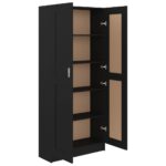 Bibliothèque Noir 82,5x30,5x185,5 cm Bois d'ingénierie – Image 3