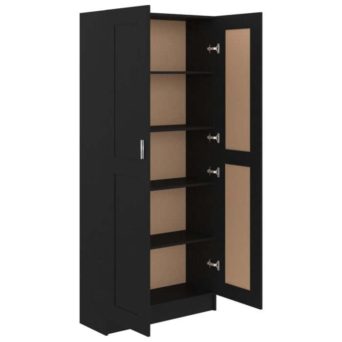Bibliothèque Noir 82,5x30,5x185,5 cm Bois d'ingénierie – Image 3