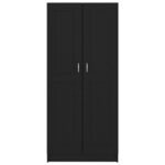 Bibliothèque Noir 82,5x30,5x185,5 cm Bois d'ingénierie – Image 4