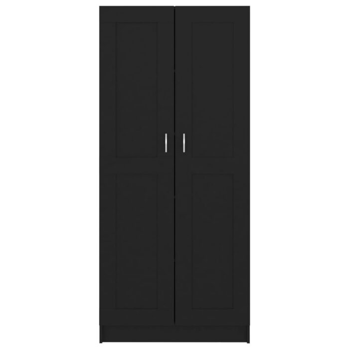 Bibliothèque Noir 82,5x30,5x185,5 cm Bois d'ingénierie – Image 4