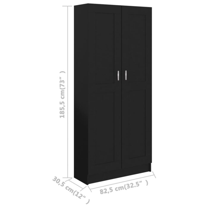 Bibliothèque Noir 82,5x30,5x185,5 cm Bois d'ingénierie – Image 6