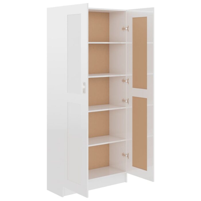 Bibliothèque Blanc brillant 82,5x30,5x185,5cm Bois d'ingénierie – Image 2