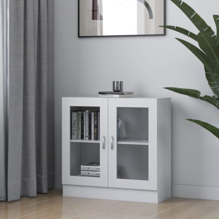 Armoire à vitrine Blanc 82,5x30,5x80 cm Bois d'ingénierie – Image 1