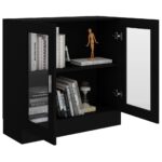 Armoire à vitrine noir 82,5x30,5x80 cm Bois d'ingénierie – Image 2
