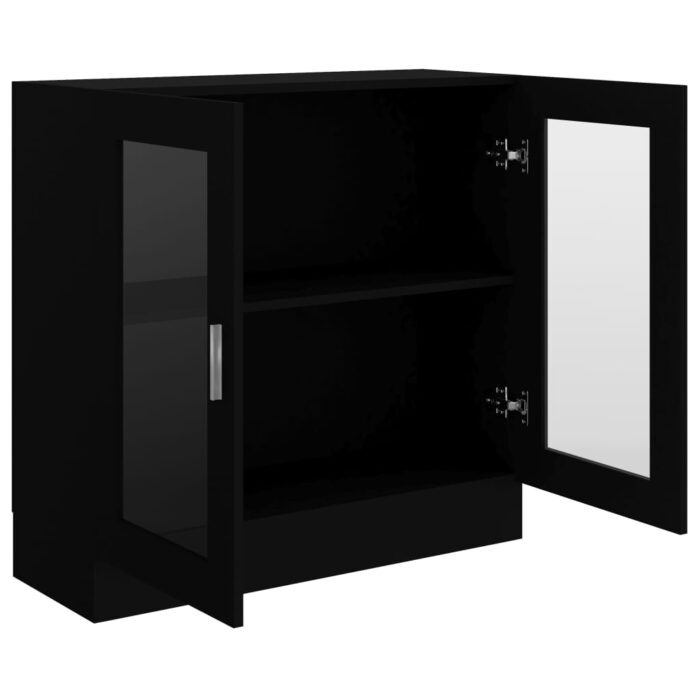 Armoire à vitrine noir 82,5x30,5x80 cm Bois d'ingénierie – Image 3