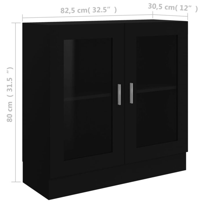 Armoire à vitrine noir 82,5x30,5x80 cm Bois d'ingénierie – Image 6
