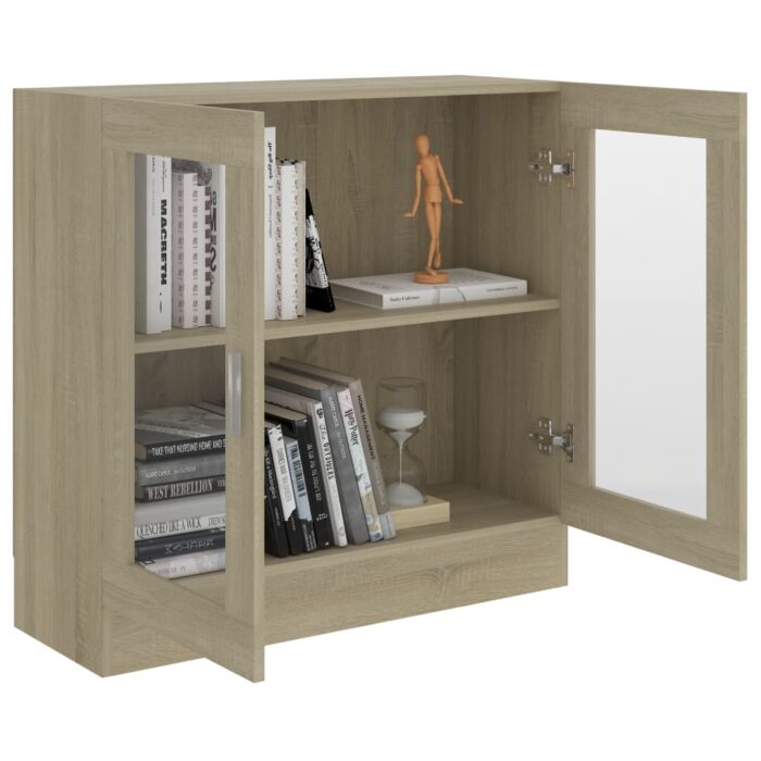 Armoire à vitrine Chêne sonoma 82,5x30,5x80cm Bois d'ingénierie – Image 2
