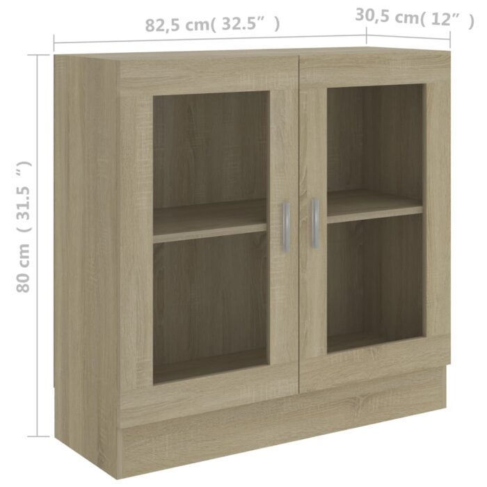 Armoire à vitrine Chêne sonoma 82,5x30,5x80cm Bois d'ingénierie – Image 6