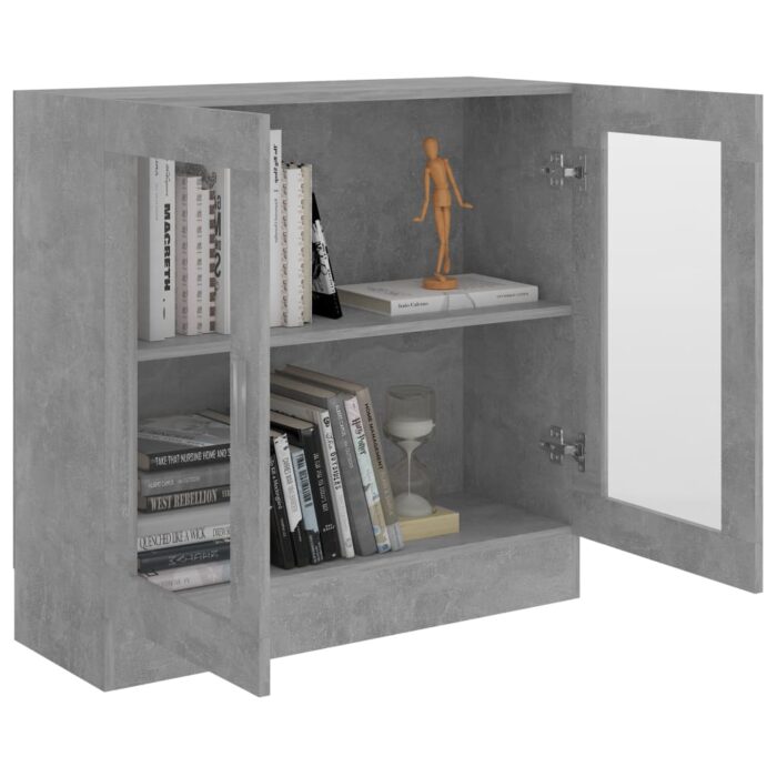 Armoire à vitrine Gris béton 82,5x30,5x80 cm Bois d'ingénierie – Image 2