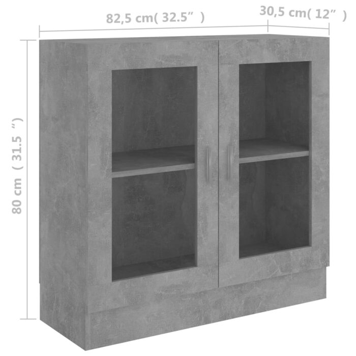 Armoire à vitrine Gris béton 82,5x30,5x80 cm Bois d'ingénierie – Image 6