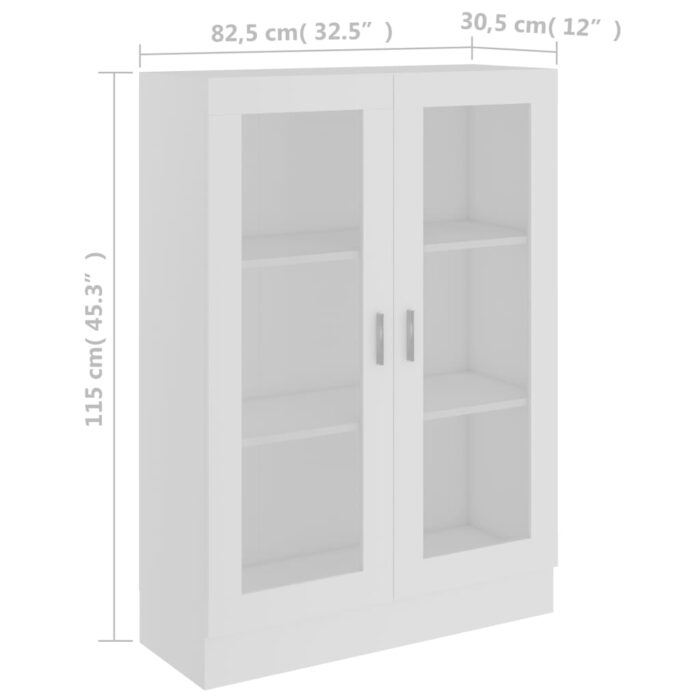 Armoire à vitrine Blanc 82,5x30,5x115 cm Bois d'ingénierie – Image 6