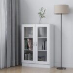 Armoire à vitrine Blanc 82,5x30,5x115 cm Bois d'ingénierie