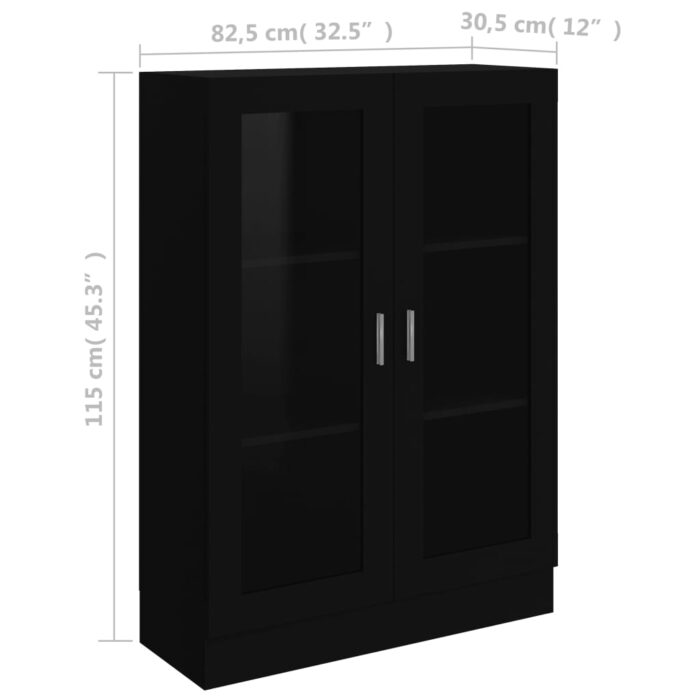 Armoire à vitrine Noir 82,5x30,5x115 cm Bois d'ingénierie – Image 6