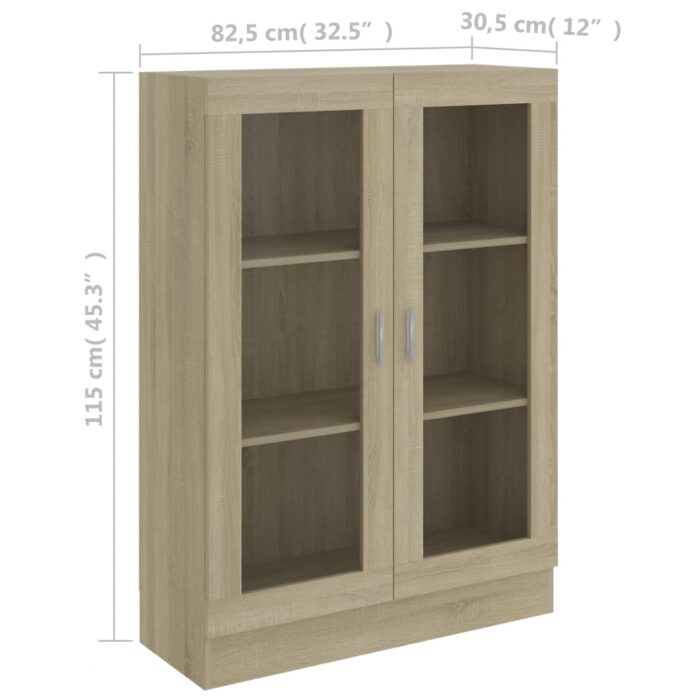 Armoire à vitrine Chêne sonoma 82,5x30,5x115 cm Bois ingénierie – Image 6