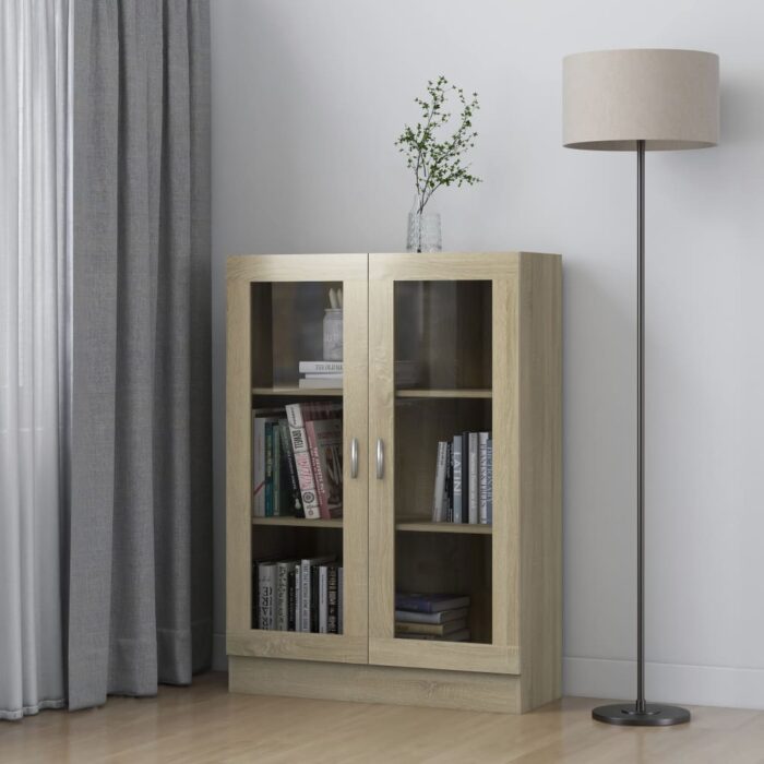 Armoire à vitrine Chêne sonoma 82,5x30,5x115 cm Bois ingénierie – Image 1