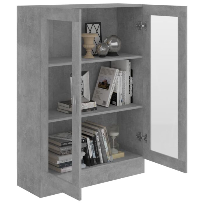 Armoire à vitrine Gris béton 82,5x30,5x115 cm Bois d'ingénierie – Image 2