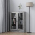 Armoire à vitrine Gris béton 82,5x30,5x115 cm Bois d'ingénierie