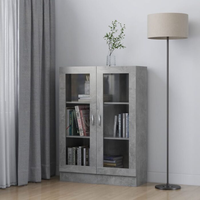 Armoire à vitrine Gris béton 82,5x30,5x115 cm Bois d'ingénierie – Image 1