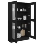 Armoire à vitrine Noir 82,5x30,5x150 cm Bois d'ingénierie – Image 2