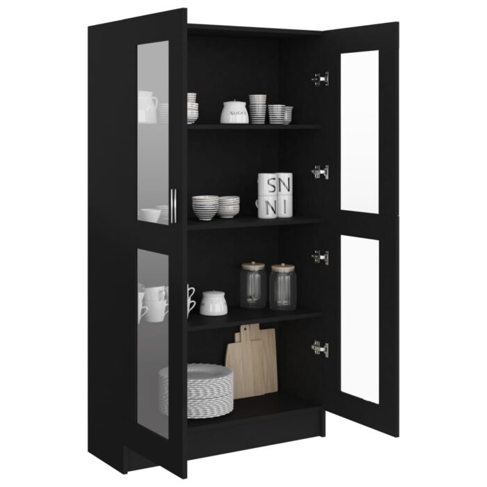 Armoire à vitrine Noir 82,5x30,5x150 cm Bois d'ingénierie – Image 2