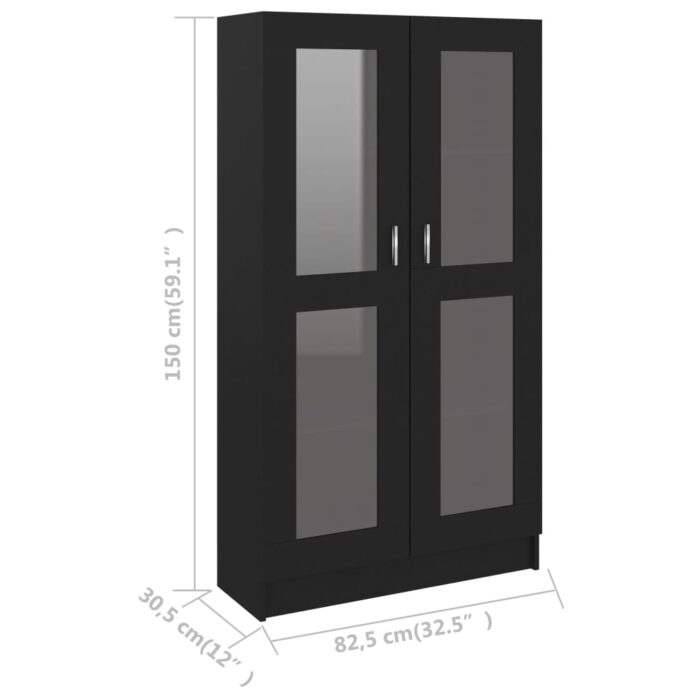 Armoire à vitrine Noir 82,5x30,5x150 cm Bois d'ingénierie – Image 6