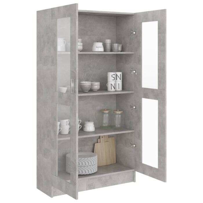 Armoire à vitrine Gris béton 82,5x30,5x150 cm Bois d'ingénierie – Image 2