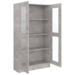 Armoire à vitrine Gris béton 82,5x30,5x150 cm Bois d'ingénierie – Image 3