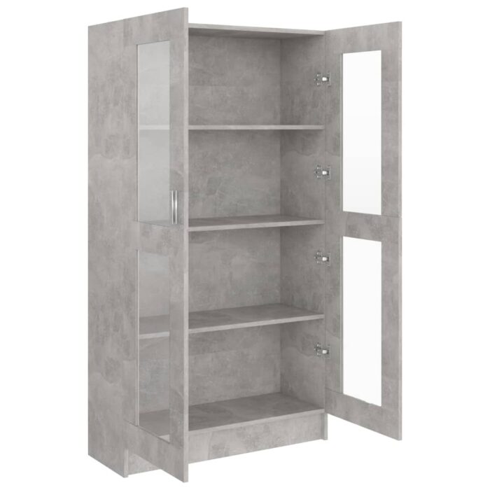 Armoire à vitrine Gris béton 82,5x30,5x150 cm Bois d'ingénierie – Image 3
