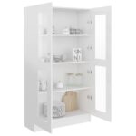 Armoire vitrine Blanc brillant 82,5x30,5x150 cm Bois ingénierie – Image 2