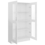 Armoire vitrine Blanc brillant 82,5x30,5x150 cm Bois ingénierie – Image 3