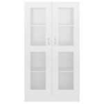 Armoire vitrine Blanc brillant 82,5x30,5x150 cm Bois ingénierie – Image 4