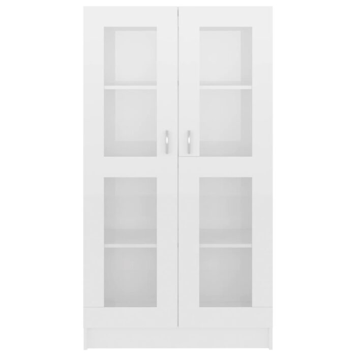 Armoire vitrine Blanc brillant 82,5x30,5x150 cm Bois ingénierie – Image 4