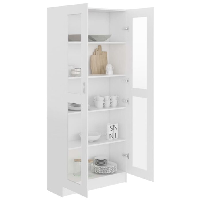 Armoire à vitrine Blanc 82,5x30,5x185,5 cm Bois d'ingénierie – Image 2