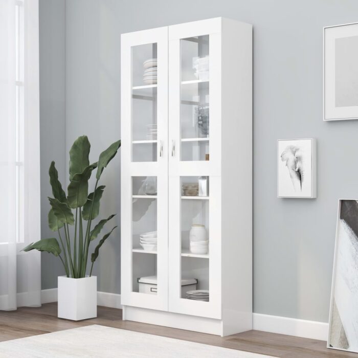 Armoire à vitrine Blanc 82,5x30,5x185,5 cm Bois d'ingénierie – Image 1