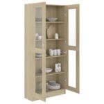 Armoire vitrine Chêne sonoma 82,5x30,5x185,5 cm Bois ingénierie – Image 2