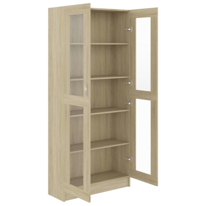 Armoire vitrine Chêne sonoma 82,5x30,5x185,5 cm Bois ingénierie – Image 3