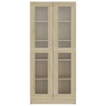 Armoire vitrine Chêne sonoma 82,5x30,5x185,5 cm Bois ingénierie – Image 4