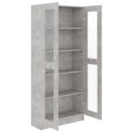 Armoire à vitrine Gris béton 82,5x30,5x185,5 cm Bois ingénierie – Image 3